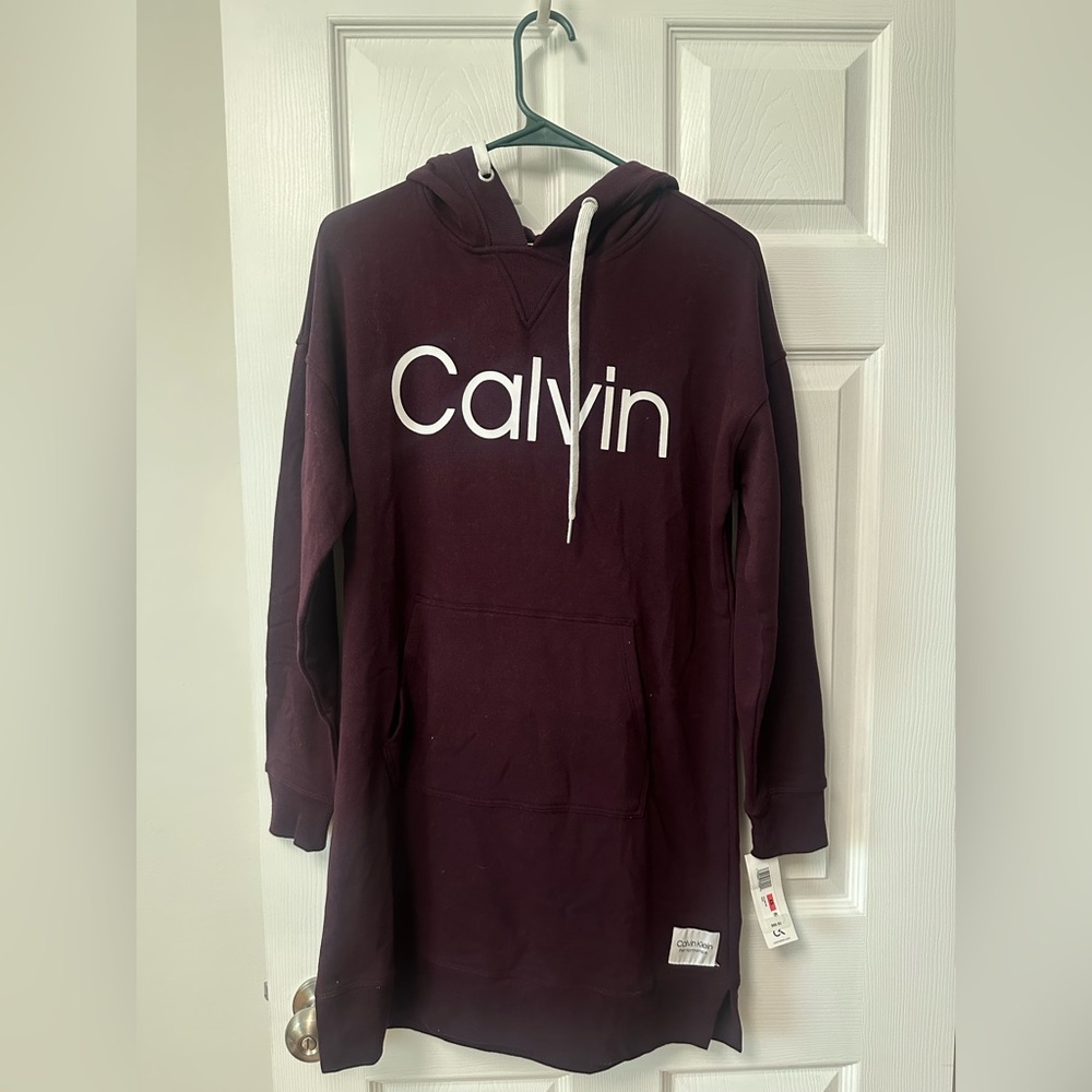 Calvin Klein Deep Red Hoodie Dress